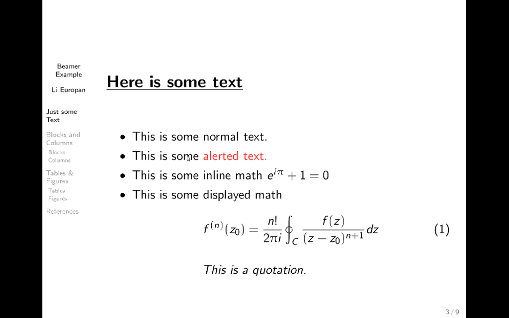 template handout view